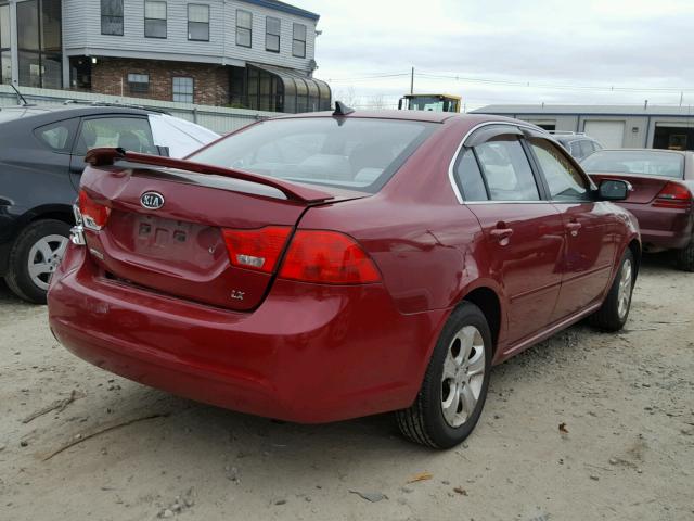 KNAGE228195324022 - 2009 KIA OPTIMA LX RED photo 4