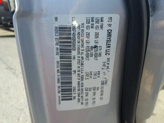 2A8GF48X68R608038 - 2008 CHRYSLER PACIFICA L 银色 照片 10