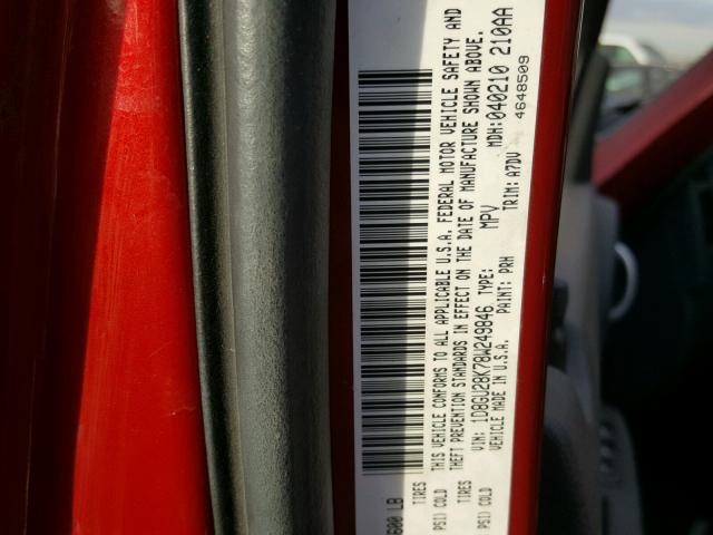 1D8GU28K78W249846 - 2008 DODGE NITRO SXT RED photo 10