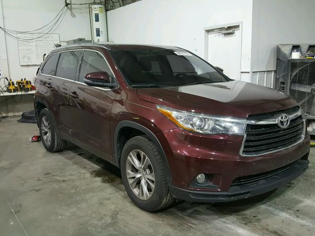 5TDKKRFHXFS091451 - 2015 TOYOTA HIGHLANDER MAROON photo 1