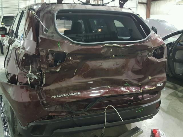 5TDKKRFHXFS091451 - 2015 TOYOTA HIGHLANDER MAROON photo 9