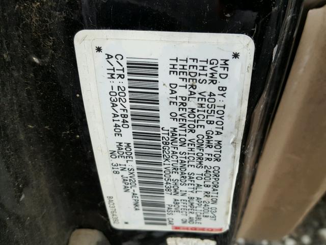 JT2BG22K1V0054387 - 1997 TOYOTA CAMRY LE BLACK photo 10