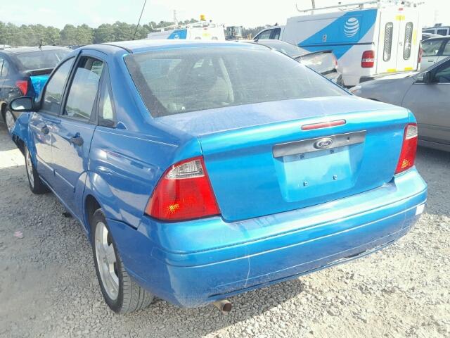 1FAHP34N37W360897 - 2007 FORD FOCUS ZX4 BLUE photo 3