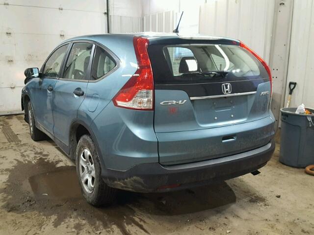 2HKRM4H37EH620369 - 2014 HONDA CR-V LX BLUE photo 3