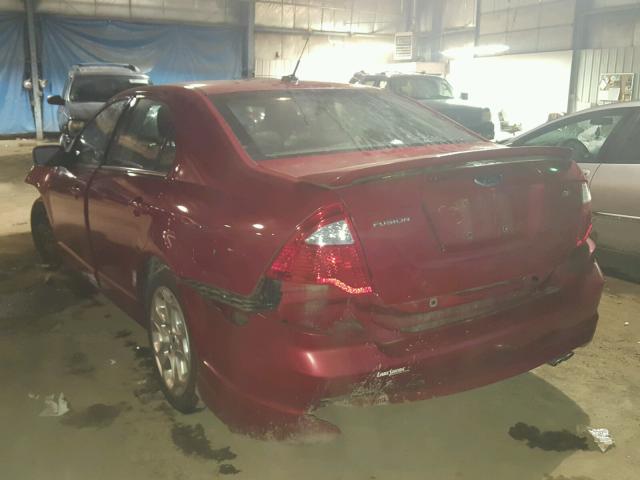 3FAHP0HA0AR232844 - 2010 FORD FUSION SE RED photo 3