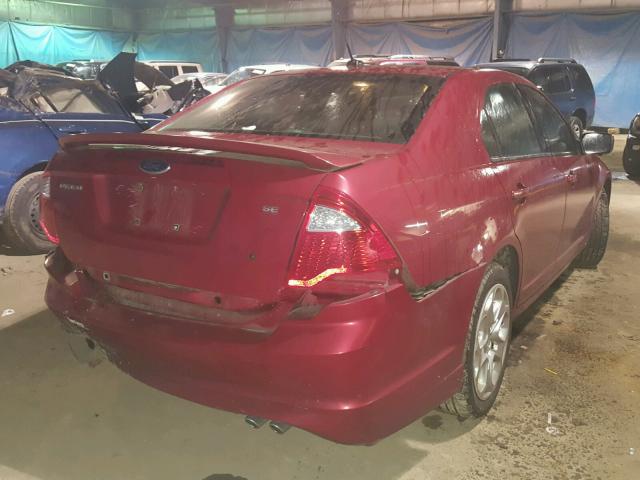 3FAHP0HA0AR232844 - 2010 FORD FUSION SE RED photo 4