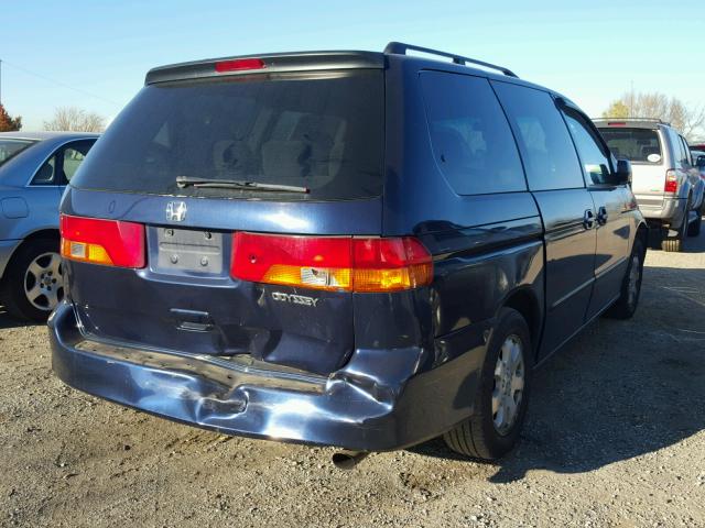 5FNRL18844B103296 - 2004 HONDA ODYSSEY EX BLUE photo 4