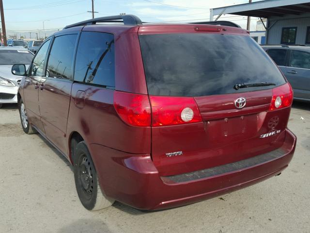 5TDZK23C78S142938 - 2008 TOYOTA SIENNA CE BURGUNDY photo 3