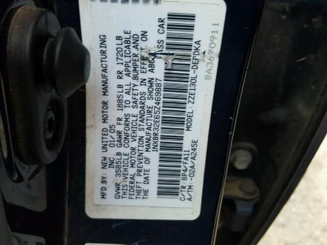 1NXBR32E65Z469887 - 2005 TOYOTA COROLLA CE BLUE photo 10