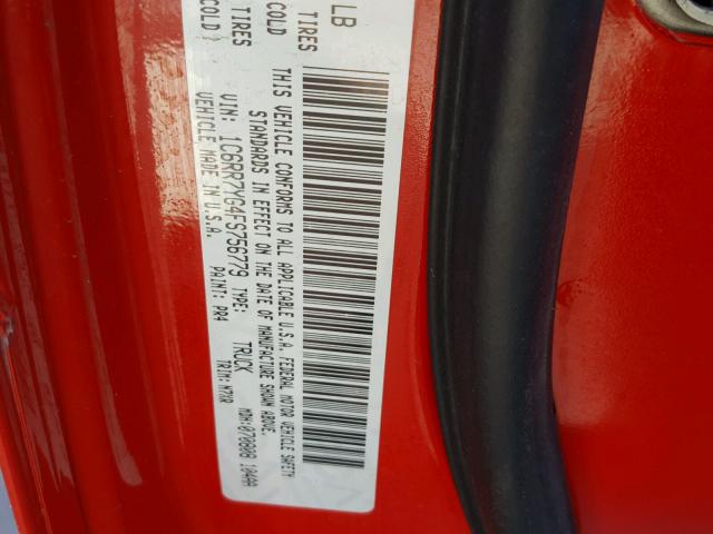 1C6RR7YG4FS756779 - 2015 RAM 1500 REBEL წითელი ფოტო 10