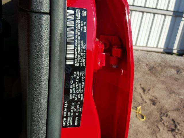 ZACCJABT0FPC06705 - 2015 JEEP RENEGADE L RED photo 10