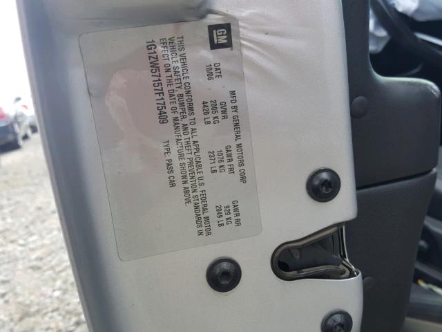 1G1ZW57157F175409 - 2007 CHEVROLET MALIBU SS 银色 照片 10