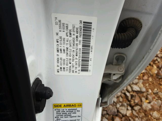 1HGCR2F87EA163288 - 2014 HONDA ACCORD EXL WHITE photo 10