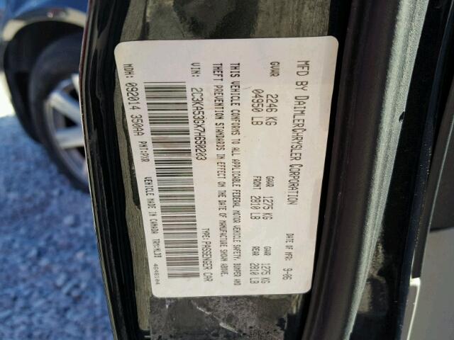 2C3KA53GX7H650203 - 2007 CHRYSLER 300 TOURIN BLACK photo 10