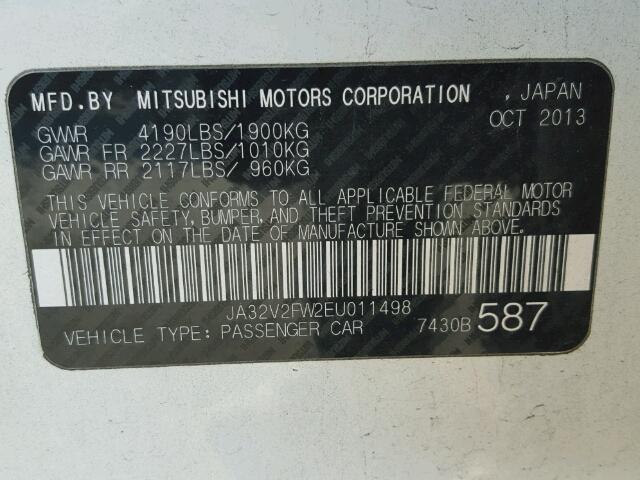 JA32V2FW2EU011498 - 2014 MITSUBISHI LANCER SE WHITE photo 10