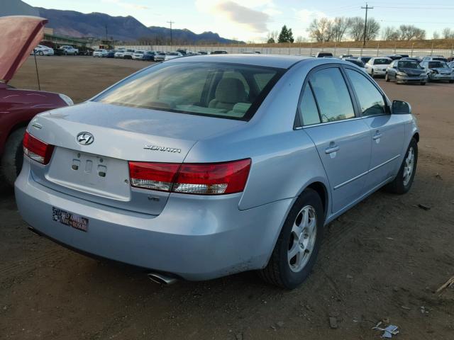 5NPEU46F76H059765 - 2006 HYUNDAI SONATA GLS BLUE photo 4