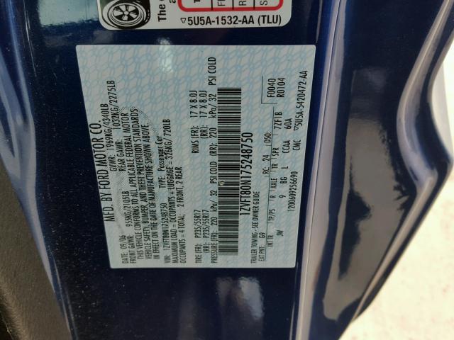 1ZVFT80N175248750 - 2007 FORD MUSTANG BLUE photo 10