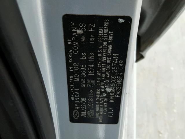 KMHCM46C69U287484 - 2009 HYUNDAI ACCENT GLS SILVER photo 10