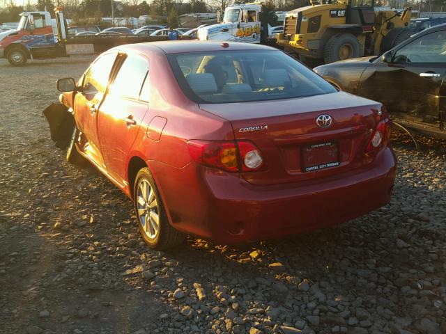 1NXBU4EE8AZ298330 - 2010 TOYOTA COROLLA BA RED photo 3