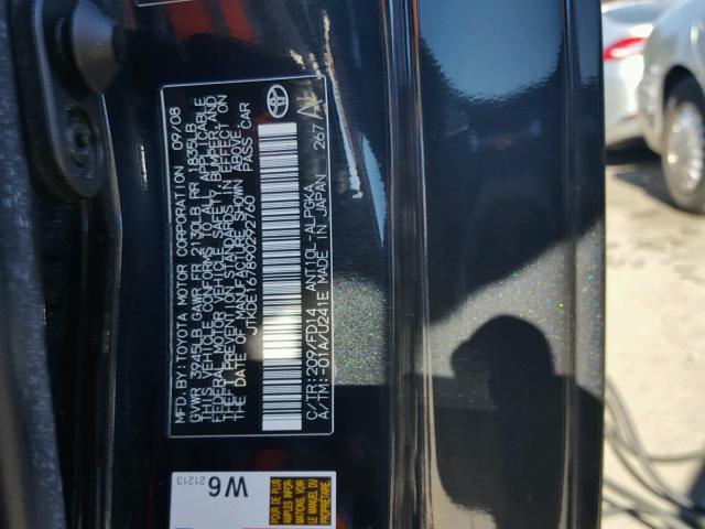 JTKDE167890292760 - 2009 TOYOTA SCION TC 黑色 照片 10