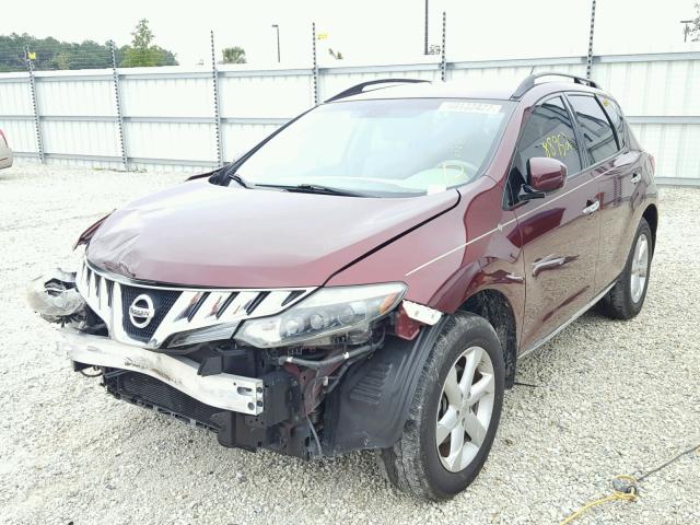 JN8AZ18U99W027963 - 2009 NISSAN MURANO S BURGUNDY photo 2