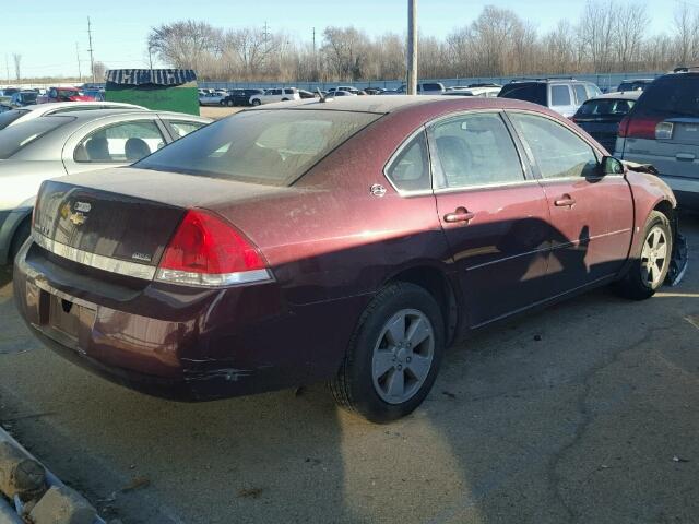 2G1WT58KX79336185 - 2007 CHEVROLET IMPALA LT BURGUNDY photo 4