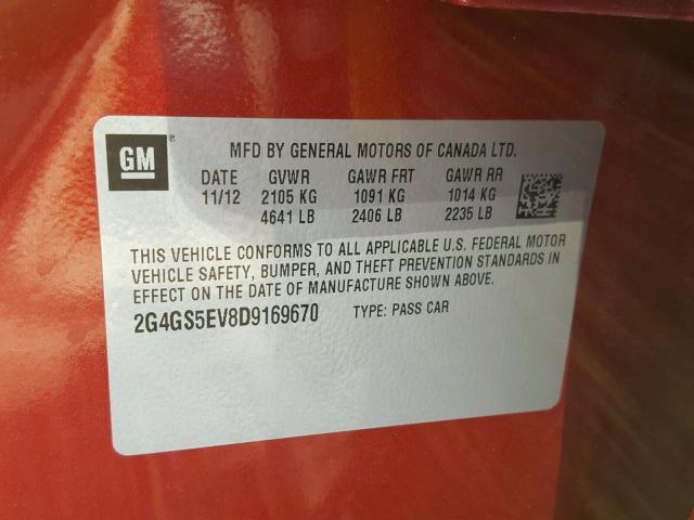 2G4GS5EV8D9169670 - 2013 BUICK REGAL PREM RED photo 10