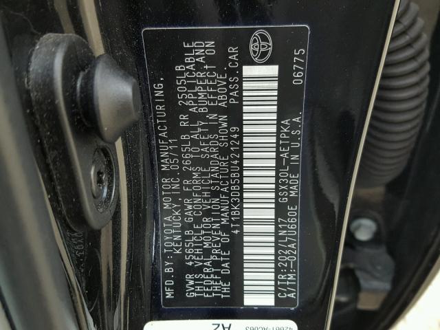 4T1BK3DB5BU421249 - 2011 TOYOTA AVALON BAS BLACK photo 10