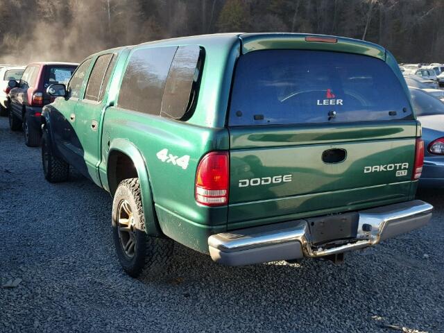 1D7HG48N63S265400 - 2003 DODGE DAKOTA QUA GREEN photo 3