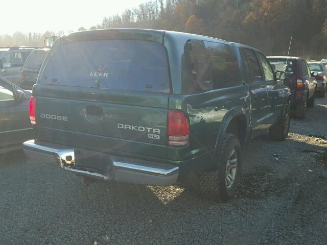 1D7HG48N63S265400 - 2003 DODGE DAKOTA QUA GREEN photo 4