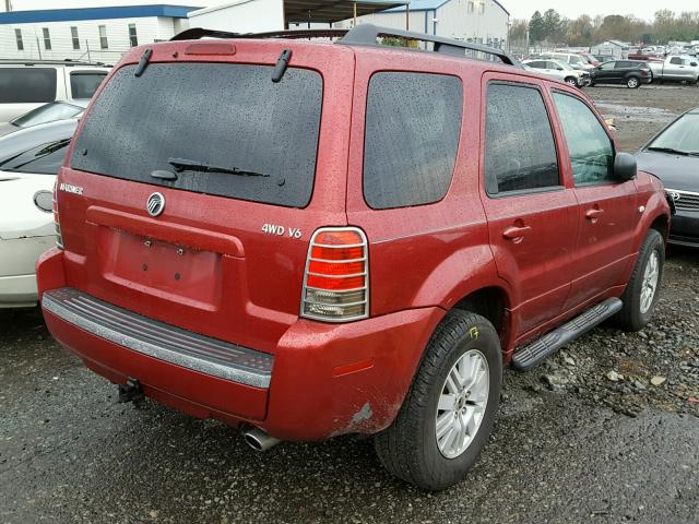 4M2YU57196DJ03495 - 2006 MERCURY MARINER RED photo 4