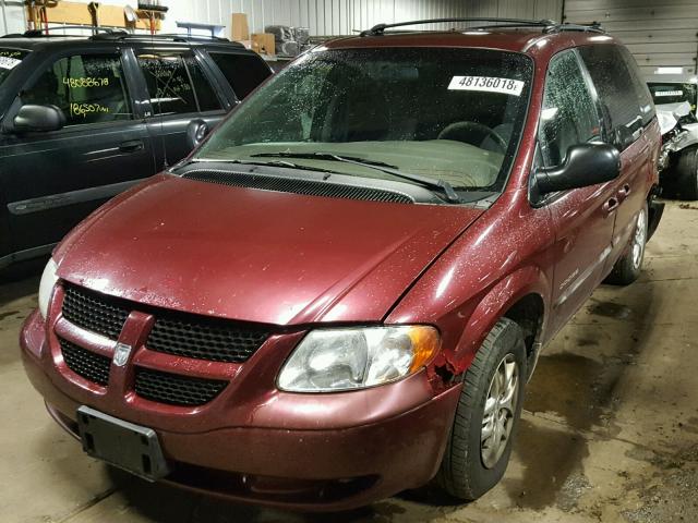 1B4GP45371B231484 - 2001 DODGE CARAVAN SP BURGUNDY photo 2