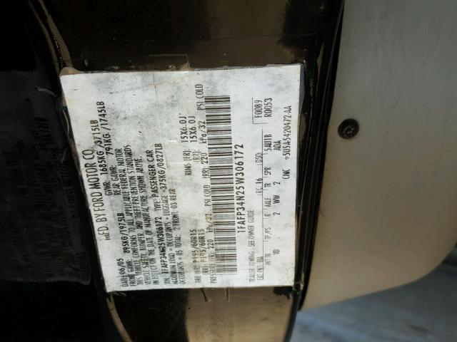 1FAFP34N25W306172 - 2005 FORD FOCUS ZX4 BLACK photo 10