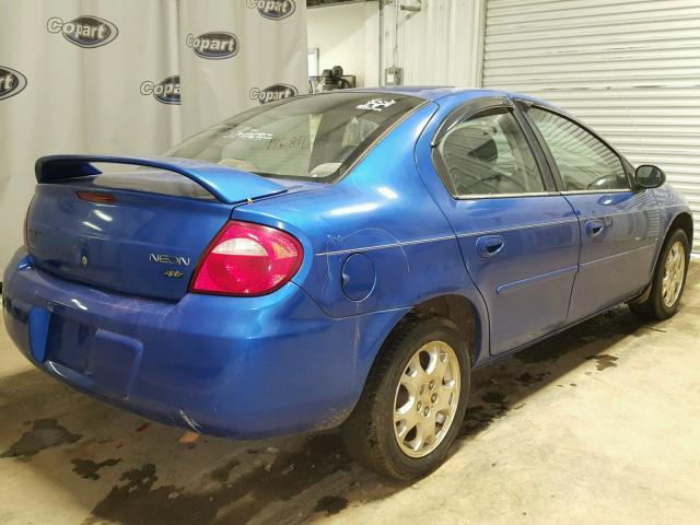 1B3ES56C75D198348 - 2005 DODGE NEON SXT BLUE photo 4