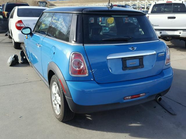 WMWSU3C53DT691385 - 2013 MINI COOPER BLUE photo 3