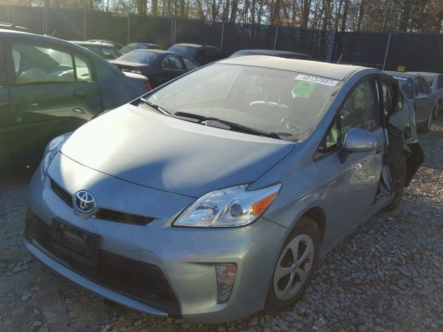 JTDKN3DU7F1888659 - 2015 TOYOTA PRIUS GREEN photo 2