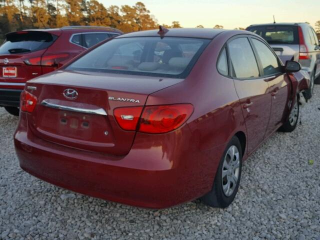 KMHDU4AD4AU932030 - 2010 HYUNDAI ELANTRA BL RED photo 4