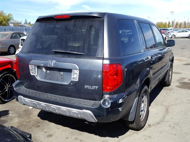 2HKYF18104H617878 - 2004 HONDA PILOT LX GRAY photo 4