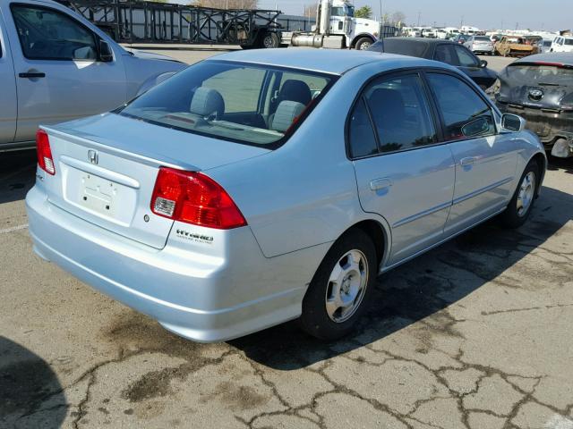 JHMES96674S021095 - 2004 HONDA CIVIC HYBR BLUE photo 4