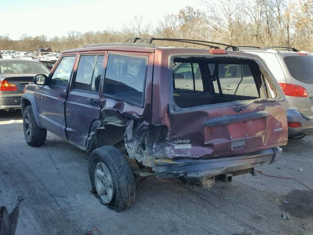 1J4FN28S71L613028 - 2001 JEEP CHEROKEE S MAROON photo 3