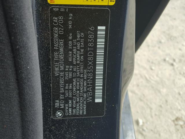 WBAHN835X8DT83876 - 2008 BMW 750 LI BLACK photo 10