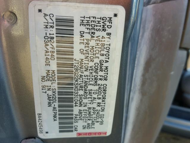 JT2BG22K5X0331044 - 1999 TOYOTA CAMRY LE 灰色 照片 10