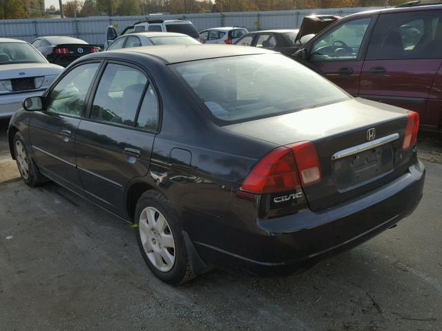 1HGES16572L018782 - 2002 HONDA CIVIC LX BLACK photo 3