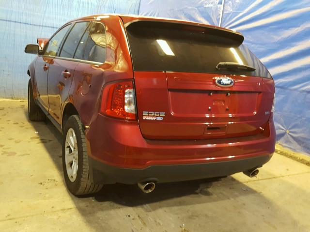 2FMDK3JC9EBB16904 - 2014 FORD EDGE SEL RED photo 3