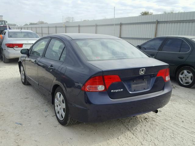 1HGFA16577L079368 - 2007 HONDA CIVIC LX BLUE photo 3