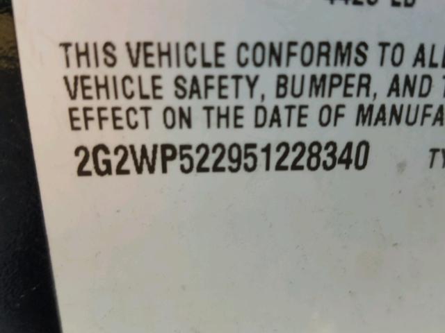 2G2WP522951228340 - 2005 PONTIAC GRAND PRIX Սև լուսանկար 10