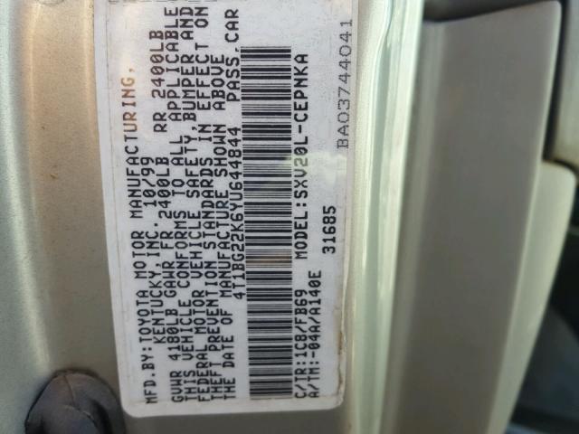 4T1BG22K6YU644844 - 2000 TOYOTA CAMRY CE SILVER photo 8