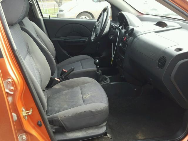 KL1TD66677B741221 - 2007 CHEVROLET AVEO ORANGE photo 5