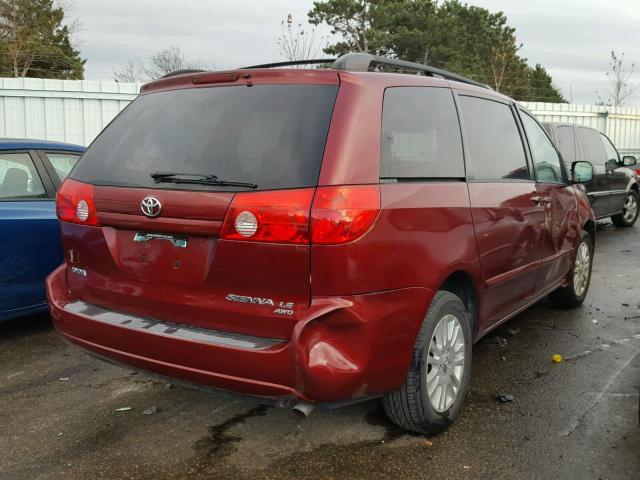 5TDBK23C68S009833 - 2008 TOYOTA SIENNA LE RED photo 4