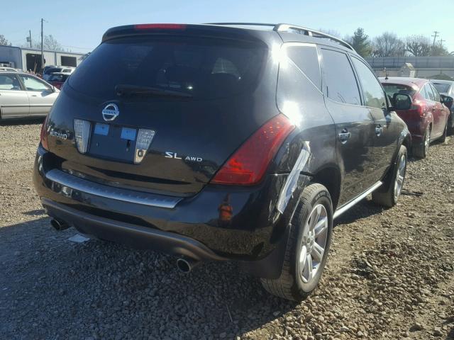 JN8AZ08W66W512004 - 2006 NISSAN MURANO SL BLACK photo 4